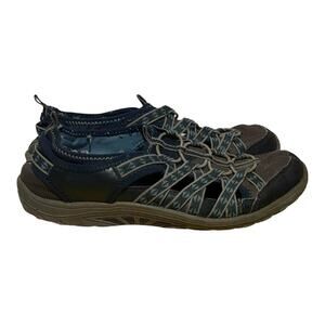 Skechers Reggae Blue Gray Aztec Strap Sport Sandals Women's Size 8 Comfort